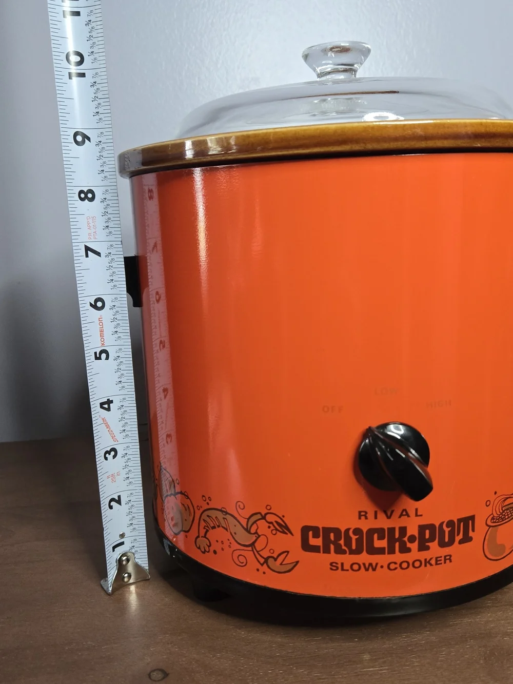 Vintage Rival Orange Crock-Pot With Glass Lid And Book, Very Nice